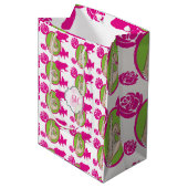かわいいピンクと緑 ミディアムペーパーバッグ (正面アングル)