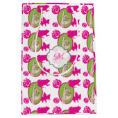 かわいいピンクと緑 ミディアムペーパーバッグ (正面)