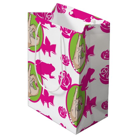 かわいいピンクと緑 ミディアムペーパーバッグ (裏面アングル)