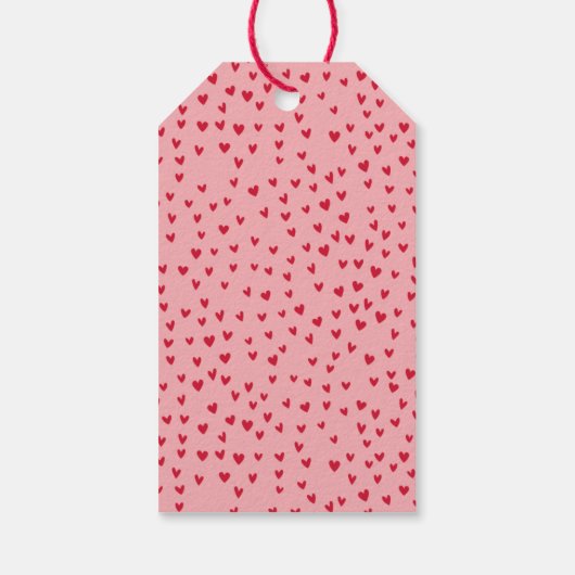 かわいいピンクと赤いハートハッピーバレンタインデー ギフトタグ (裏面)
