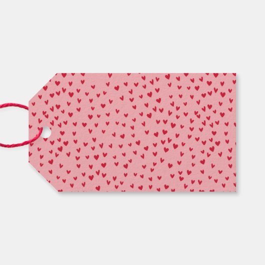 かわいいピンクと赤いハートフォトバレンタインデー ギフトタグ (裏面横)