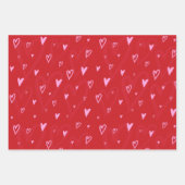 かわいいピンクと赤いハート ラッピングペーパーシート (正面2)