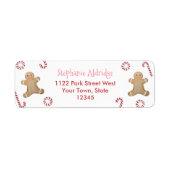 かわいいピンクと赤のジンジャーブレッドのクリスマス ラベル (正面)