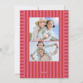 かわいいピンクと赤のストライプのクリスマス写真 シーズンカード (裏面)
