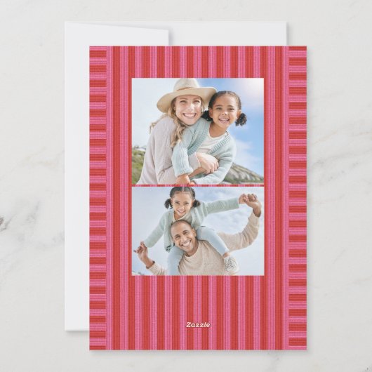 かわいいピンクと赤のストライプのクリスマス写真 シーズンカード (裏面)