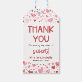 かわいいピンクと赤のハート バレンタイン ガール 誕生日 ギフトタグ