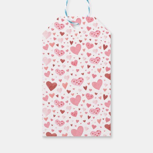 かわいいピンクと赤のハート バレンタイン ガール 誕生日 ギフトタグ (裏面)