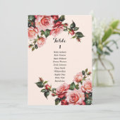 かわいいピンクと赤のバラの席次表カード 招待状 (スタンド正面)