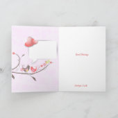 かわいいピンクと赤のバレンタインが大好き鳥 シーズンカード (内部)