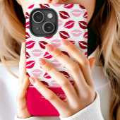 かわいいピンクと赤のリップキッススクリプトネーム Case-Mate iPhoneケース