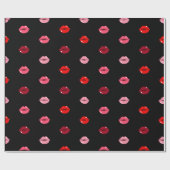 かわいいピンクと赤の唇のギフトラッピング紙 ラッピングペーパー (フラット)