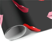 かわいいピンクと赤の唇のギフトラッピング紙 ラッピングペーパー (ロールコーナー)