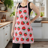 かわいいピンクと赤の夏のイチゴ エプロン