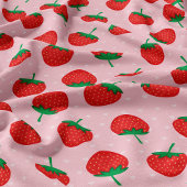 かわいいピンクと赤の夏のイチゴ ファブリック