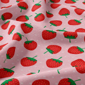 かわいいピンクと赤の夏のイチゴ ファブリック