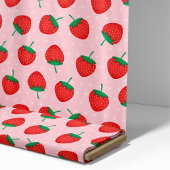 かわいいピンクと赤の夏のイチゴ ファブリック