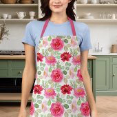 かわいいピンクと赤の水色のバラフローラ エプロン