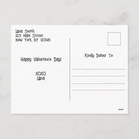 かわいいピンクと赤の紙飛行機のハート型バレンタインデーのカード シーズンポストカード (裏面)