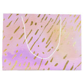 かわいいピンクと金ゴールド ラージペーパーバッグ (裏面)