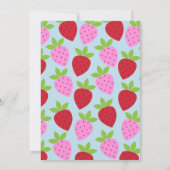 かわいいピンクと青いちごフルーツ赤ちゃんシャワー 招待状 (裏面)