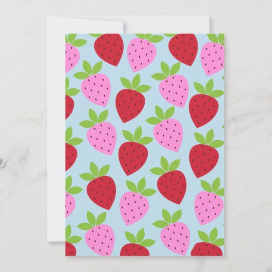 かわいいピンクと青いちごフルーツ赤ちゃんシャワー 招待状 (裏面)