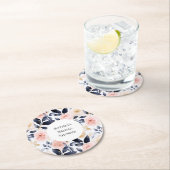 かわいいピンクと青と白の花のブライダルシャワー ラウンドペーパーコースター (インサイチュ)