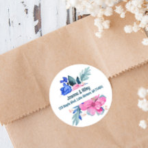 かわいいピンクと青のお花のパーソナライズ