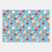 かわいいピンクと青のアイスクリームコーン ラッピングペーパーシート (正面)