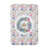 かわいいピンクと青のクリスマスナッツクラッカーリース バスマット (正面縦)