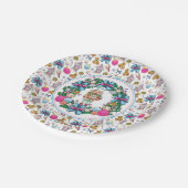 かわいいピンクと青のクリスマスナッツクラッカーリース ペーパープレート (アングル)