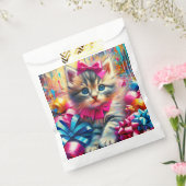 かわいいピンクと青の子猫ガールズ誕生日 フェイバーバッグ (封をした状態)
