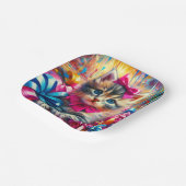 かわいいピンクと青の子猫ガールズ誕生日 ペーパープレート (傾斜あり)