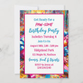 かわいいピンクと青の子猫ガールズ誕生日 招待状 (裏面)