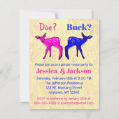 かわいいピンクと青の子鹿のジェンダーリビール 招待状 (正面)