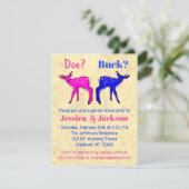 かわいいピンクと青の子鹿のジェンダーリビール 招待状 (スタンド正面)