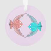 かわいいピンクと青の愛鳥 オーナメント (裏面)