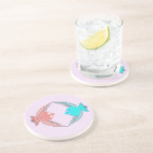 かわいいピンクと青の愛鳥 コースター (側面)