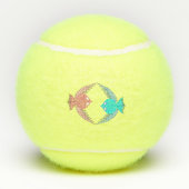 かわいいピンクと青の愛鳥 テニスボール (裏面)