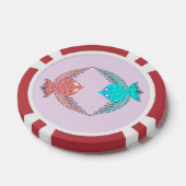 かわいいピンクと青の愛鳥 ポーカーチップ (シングル)