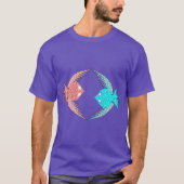 かわいいピンクと青の愛鳥 Tシャツ (正面)