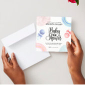 かわいいピンクと青の水色ベビーシャワー招待状 招待状