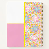 かわいいピンクと青の花柄のノート ノートブック (裏面)