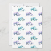 かわいいピンクと青の象の性別が明らかになる 招待状 (裏面)