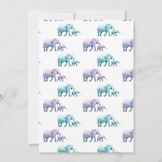 かわいいピンクと青の象の性別が明らかになる 招待状 (裏面)