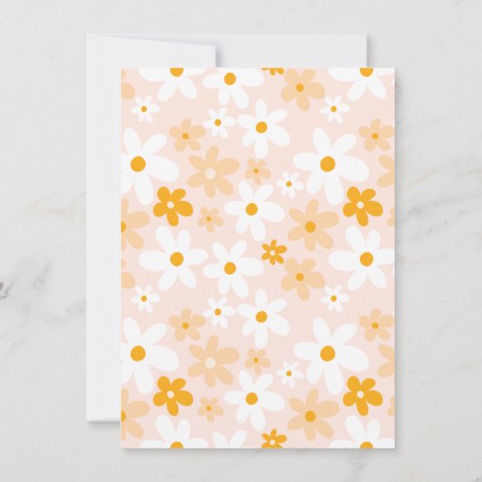 かわいいピンクと黄色のデイジー誕生日の女の子 サンキューカード (裏面)