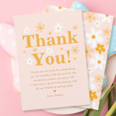 かわいいピンクと黄色のデイジー誕生日の女の子 サンキューカード