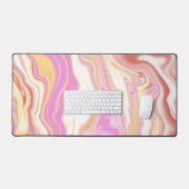 かわいいピンクと黄色のパターン デスクマット (キーボード&マウス)