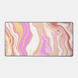 かわいいピンクと黄色のパターン デスクマット