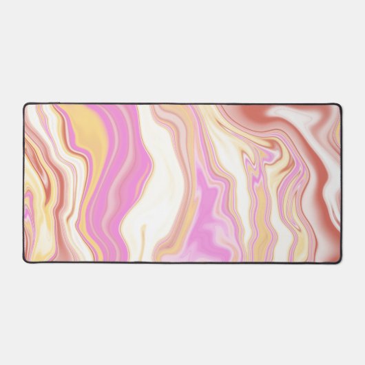 かわいいピンクと黄色のパターン デスクマット (正面)