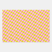 かわいいピンクと黄色の格子模様 ラッピングペーパーシート (正面3)